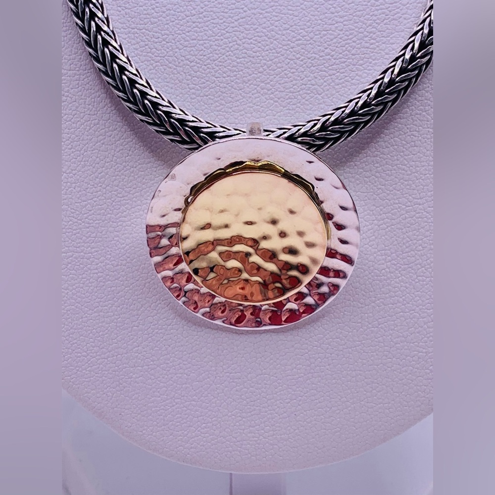 Silpada Hammered Sterling Silver & Gold Round Multi-Dimensional Pendant